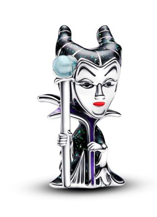 Pandora Disney x Pandora Disney Villains Maleficent sterling silver charm with glittery green black, red and glow in the dark blue enamel 793423C01