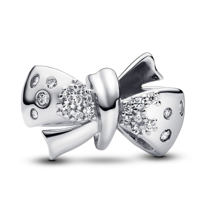 Pandora Moments Bow sterling silver charm clear cz 793442C01