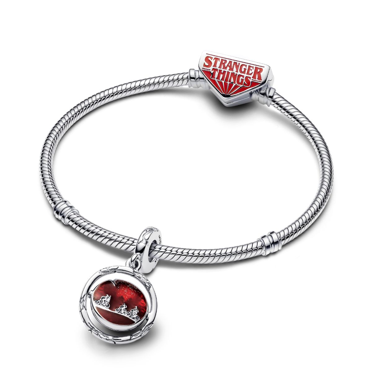 Pandora Stranger Things sterling silver spinning dangle glow in