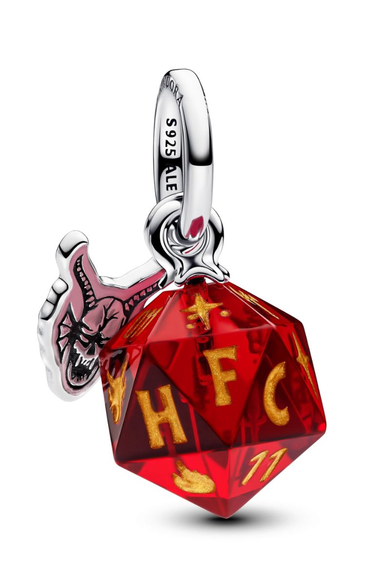 Pandora Stranger Things dice sterling silver dangle red
