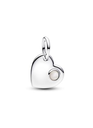 Pandora engravable heart dangle charm in silver white mother of pearl 794295C06