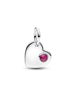 Pandora engravable heart dangle charm in silver red crystal 794295C07