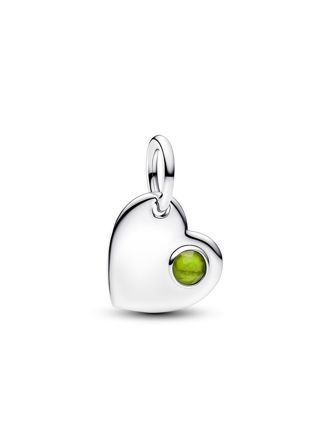 Pandora engravable heart dangle charm in silver green crystal 794295C08