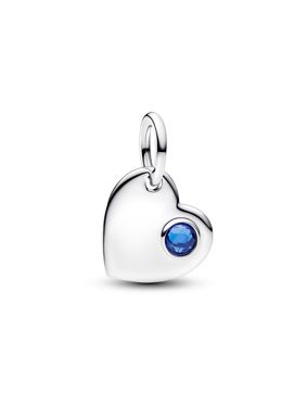 Pandora engravable heart dangle charm in silver blue crystal 794295C09
