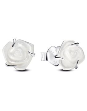 Pandora White Rose in Bloom earrings 293209C01