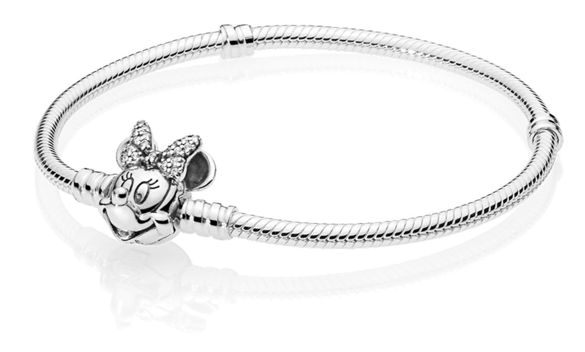 Pandora Moments Disney Pave Minnie Mouse Clasp Snake Chain bracelet 597770CZ