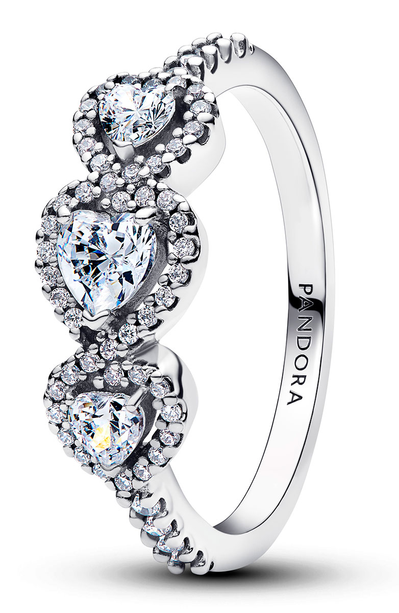 Pandora Timeless silver heart-trilogy ring 194413C01-56