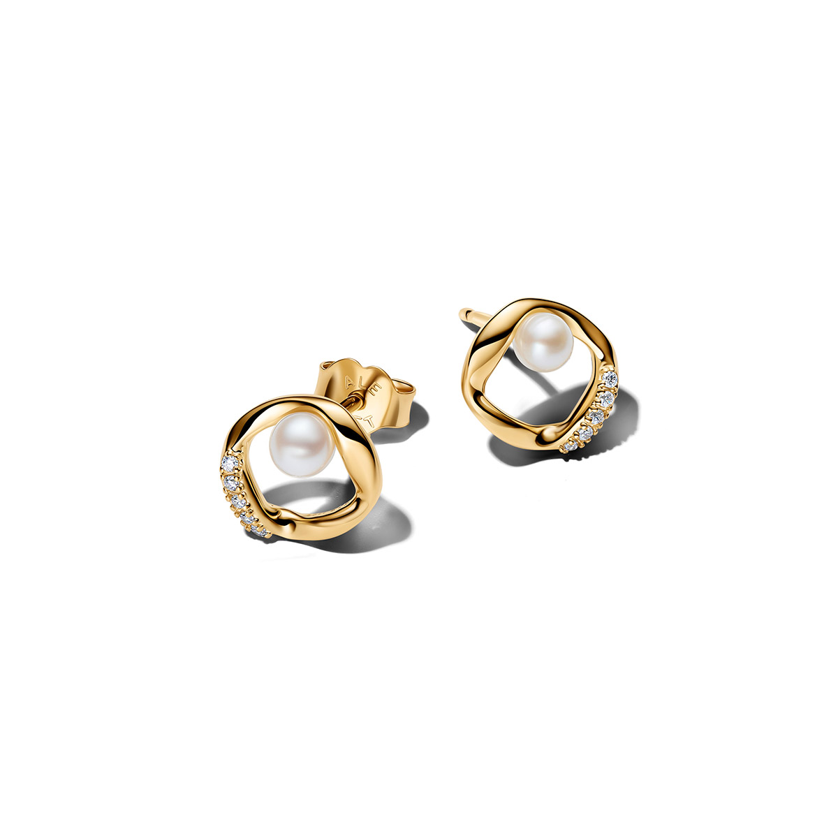 Pandora Essence gold-plated curved earrings with cubic zirconia 264662C01