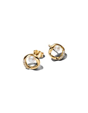 Pandora Essence gold-plated curved earrings with cubic zirconia 264662C01