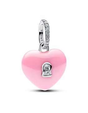 Pandora Moments silver pink heartlock charm 794424C01