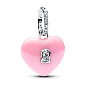 793744c01 Pandora Moments silver pink heartlock charm 794424C01 - watchesonline.com