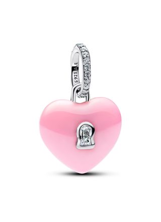 Pandora Moments silver pink heartlock charm 794424C01