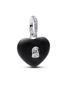 Pandora Moments silver black heartlock charm 794424C02