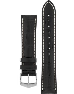 Hirsch Modena Black Leather Strap 1030 28 50