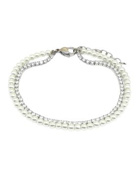 Lykken Trend glass bead gemstone bracelet 17 cm