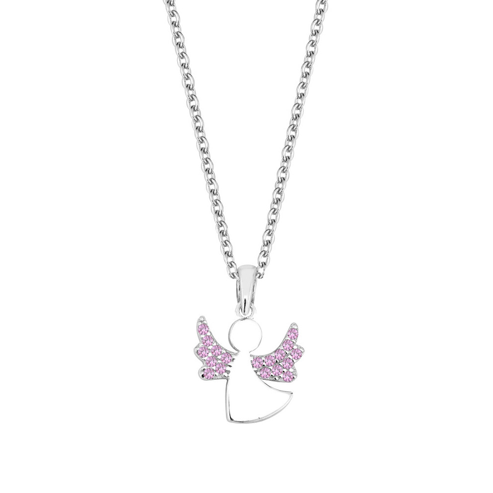 Lykka pink angel christening necklace 