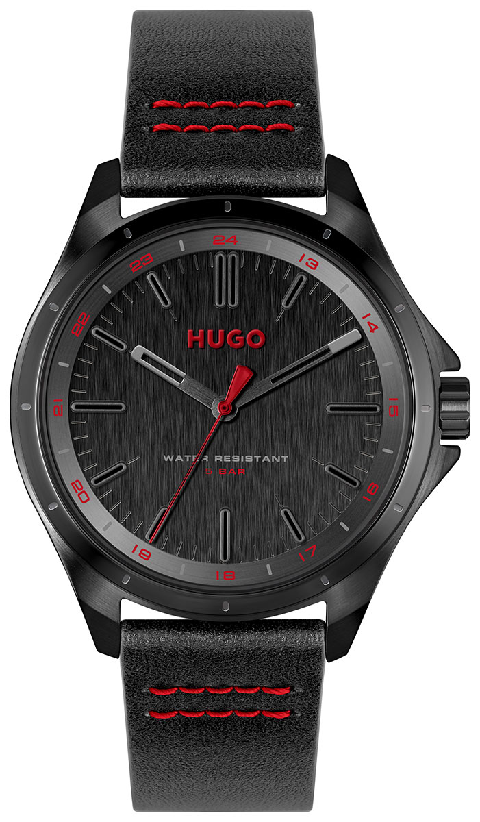 HUGO Orologio Uomo Analogico Multifunzione Quarzo - Cinturino In Silicone Nero, Quadrante Zigrinato 46 Mm, 1530193 - 5