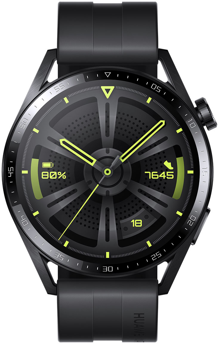 Huawei watch gt 46.5 mm black stainless steel case with graphite black band top
