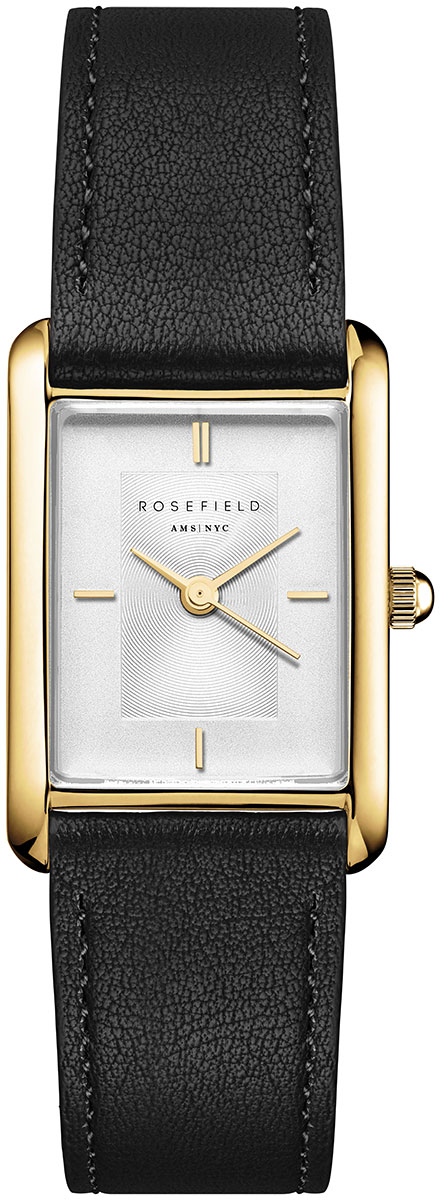 Rosefield Heirloom Modern White Dial Gold Black Leather HWBLG-H06