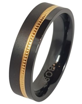 Bosie black-PVD-gold-matt plain zirconiumring CMZRPVD-006/5