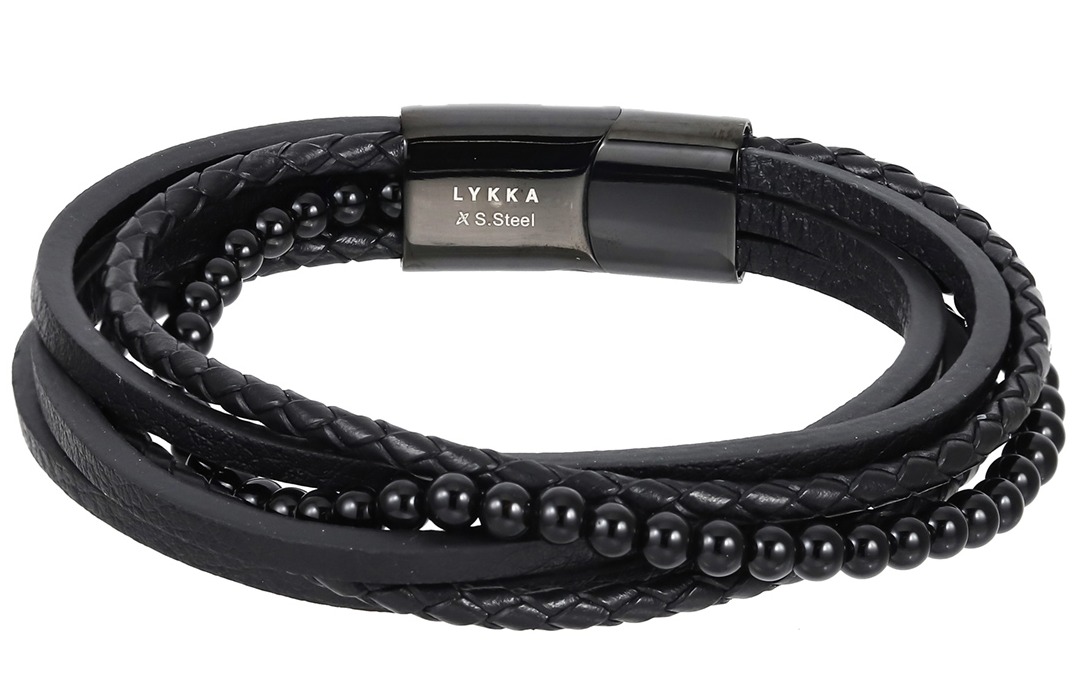 Lykka Strong onyx-leather bracelet black 