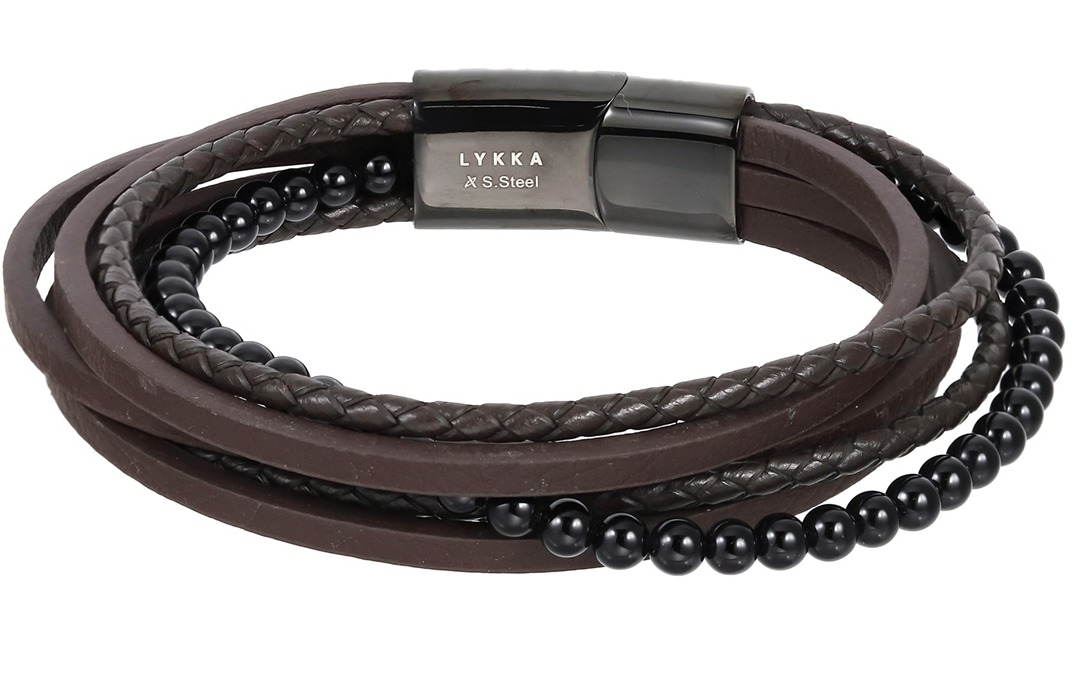 Lykka Strong onyx-leather bracelet brown 