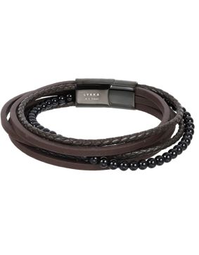 Lykken Strong onyx-leather bracelet brown