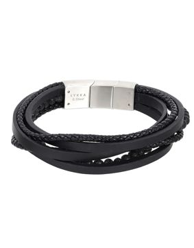 Lykken Strong lava stone-leather bracelet 20+1,5cm