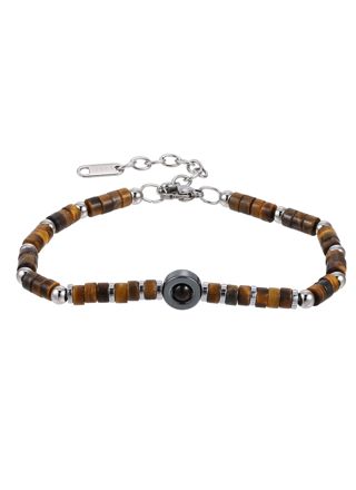 Lykka Strong Tiger eye bracelet yellow 19+4cm