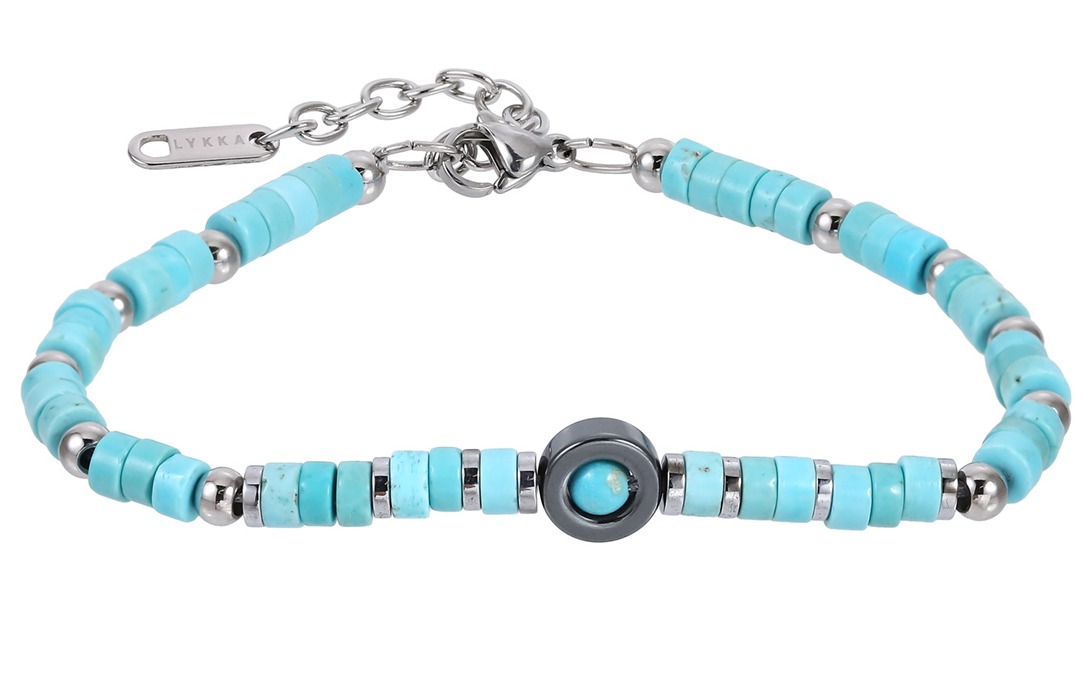 Lykka Strong Tiger eye bracelet turquoise 19+4cm 