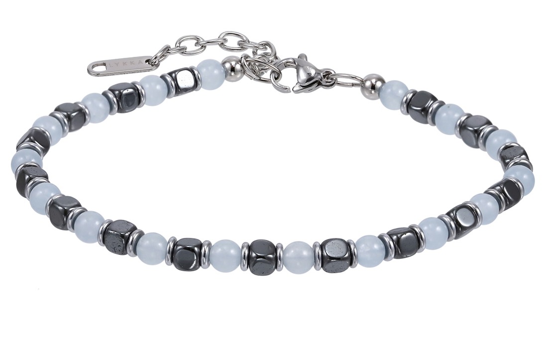 Lykka Strong Tiger eye bracelet light-blue 19+4cm 