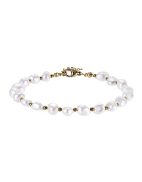 Lykken Trend gold-plated steel bracelet with freshwater pearls 18+2 cm