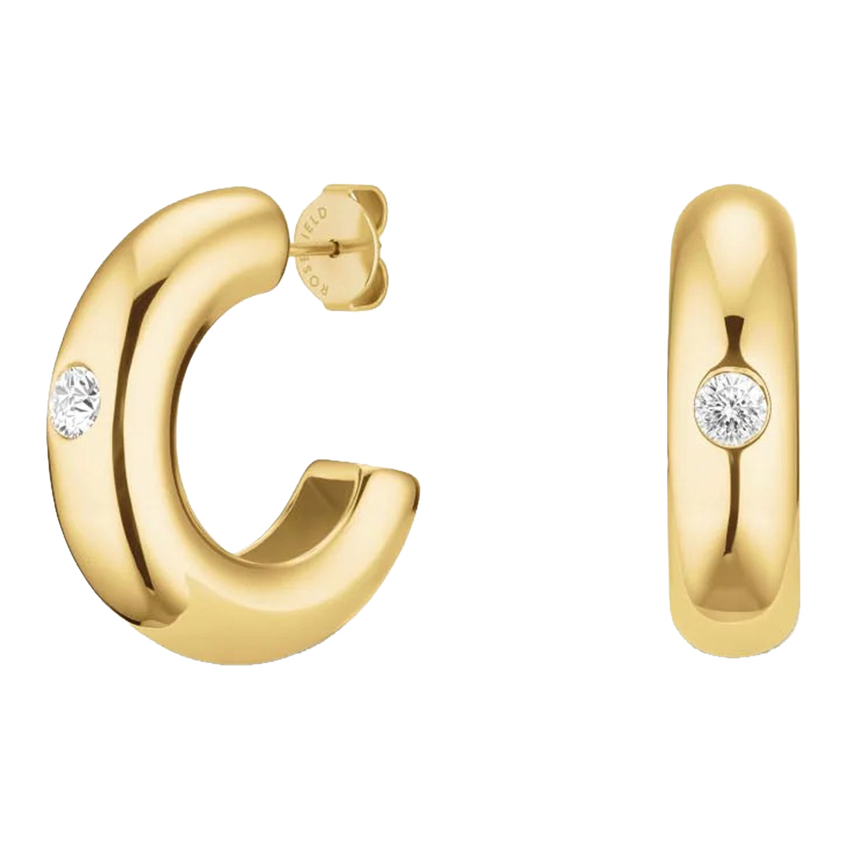 Rosefield Bold Solitary Chunky gold-plated earrings JEBCG-J1200