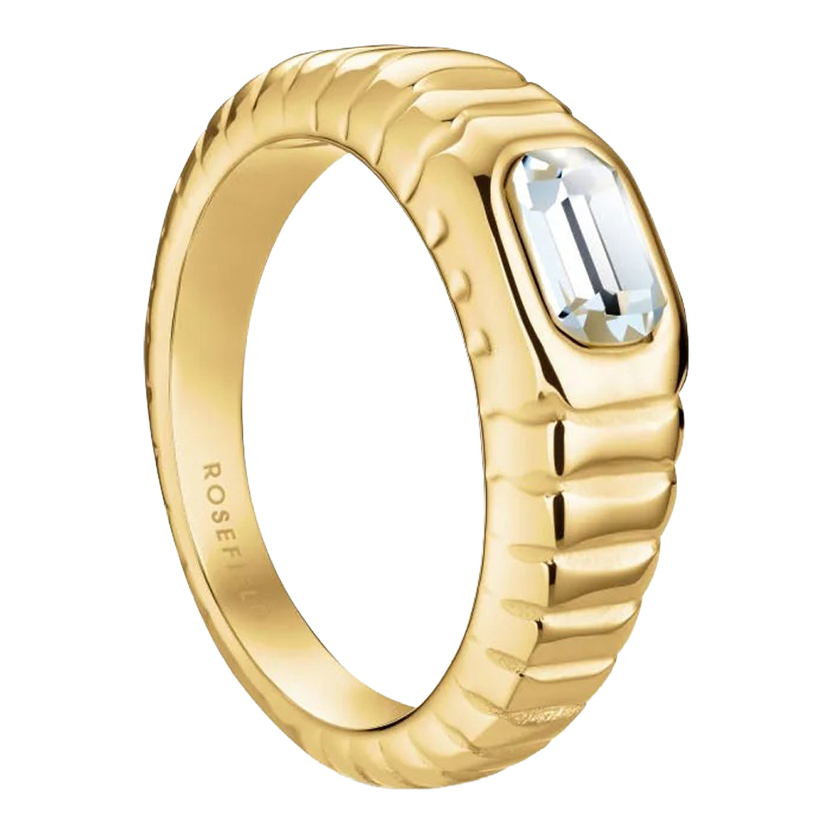 Rosefield Iconic Octagon Ridged gold-plated ring JROR