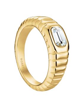 Rosefield Iconic Octagon Ridged gold-plated ring JROR