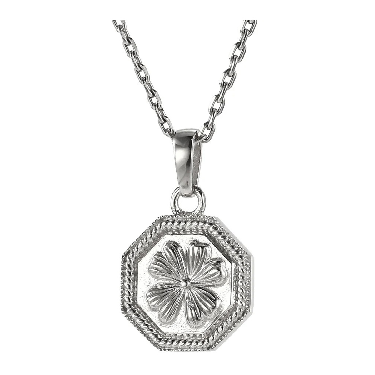 Lykken Trend steel coin necklace Four-leaf clover