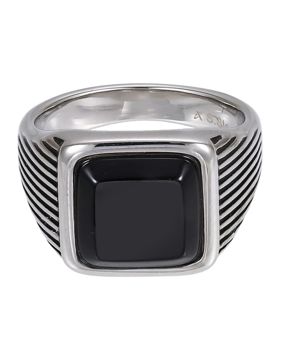 Lykken Trend signet ring in steel with black onyx 15 mm