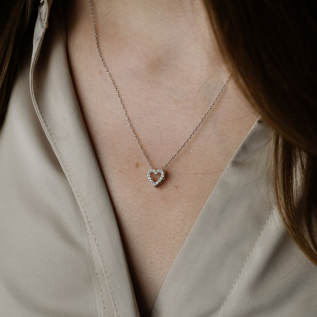 Lykka Hearts silver open heart necklace - watchesonline.com