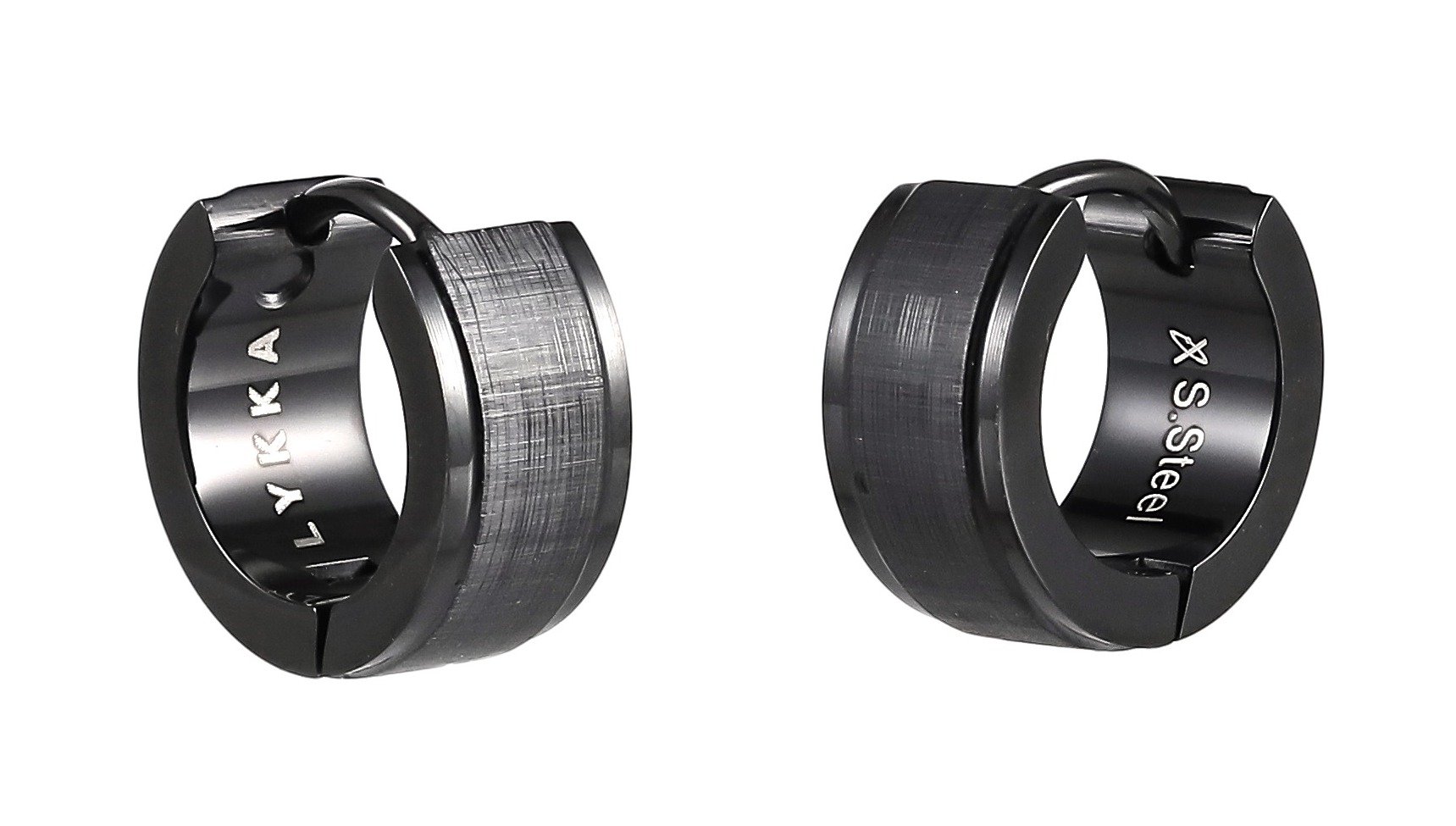 Lykka Strong black 13,6 mm huggie steel hoops 