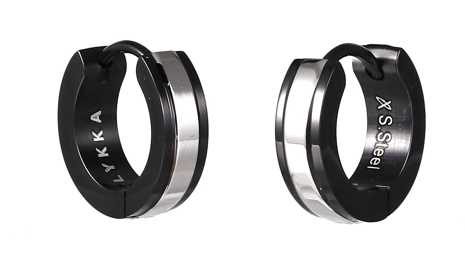 Lykka Strong musta/silver 13,4 mm steel earrings 