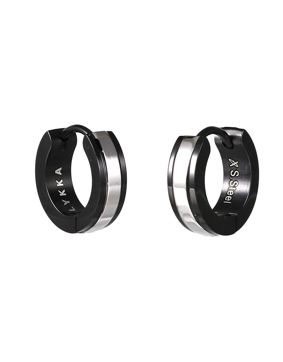 Lykken Strong musta/silver 13,4 mm steel earrings