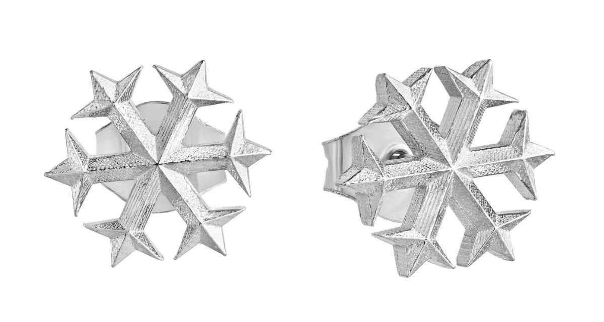 Lempikoru Jääsydän snow flake silver platinum stud earrings 33 213 00 000