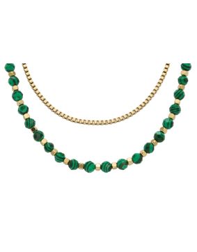 Fossil double chain green pearl necklace JA7246710