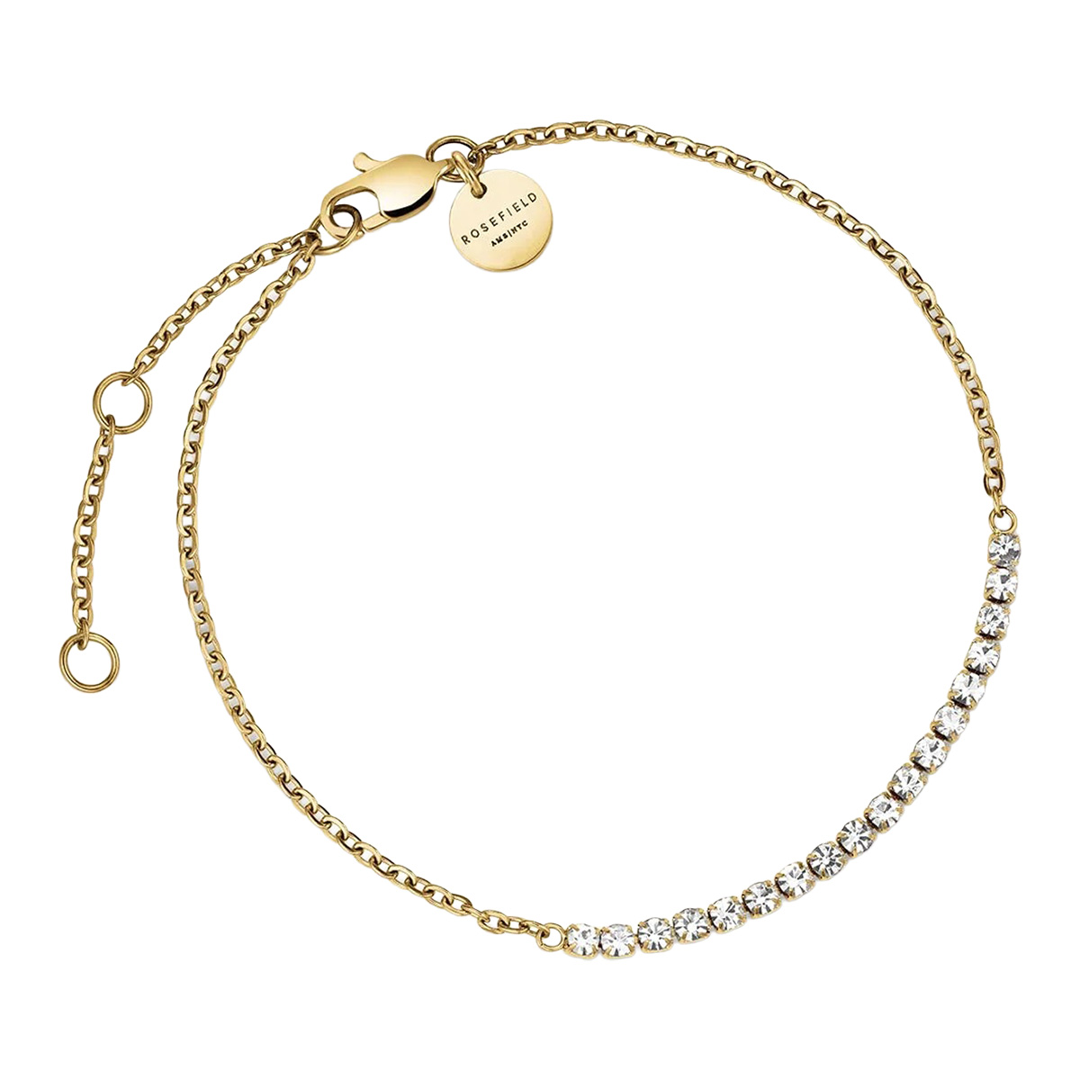 Rosefield Tennis Crystal Clear gold-plated bracelet JBTCG-J904
