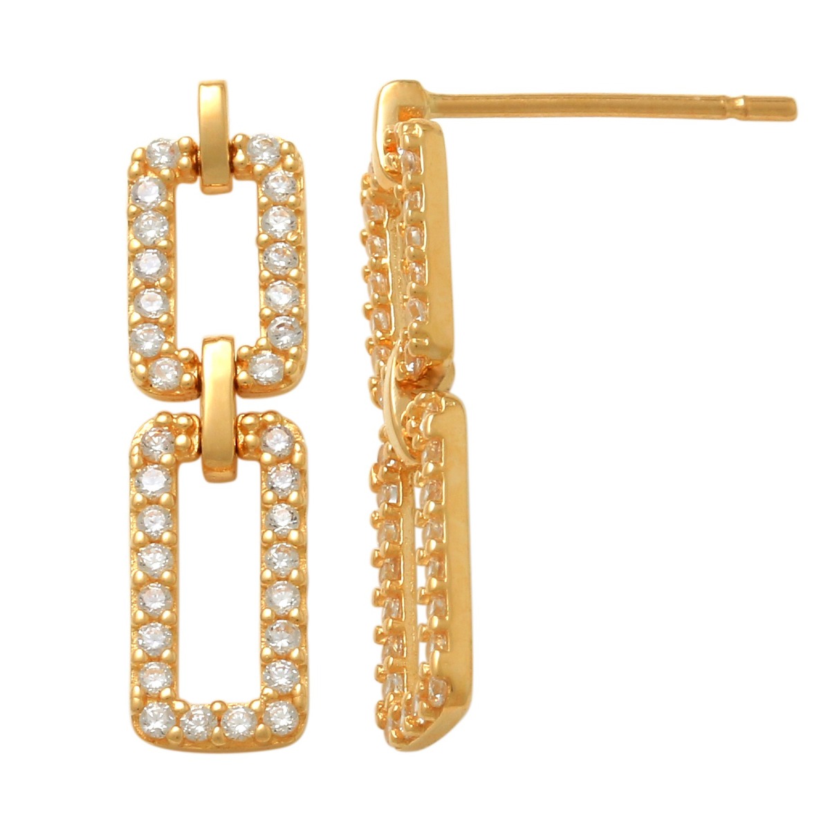 Drop square gold earrings 