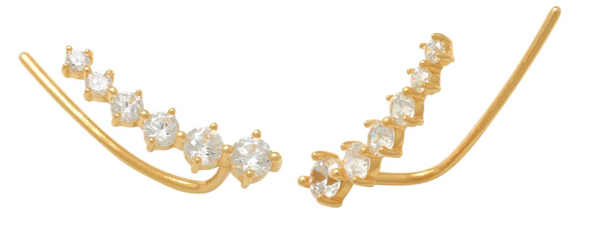 Lykka Casuals climber cz gold earrings 