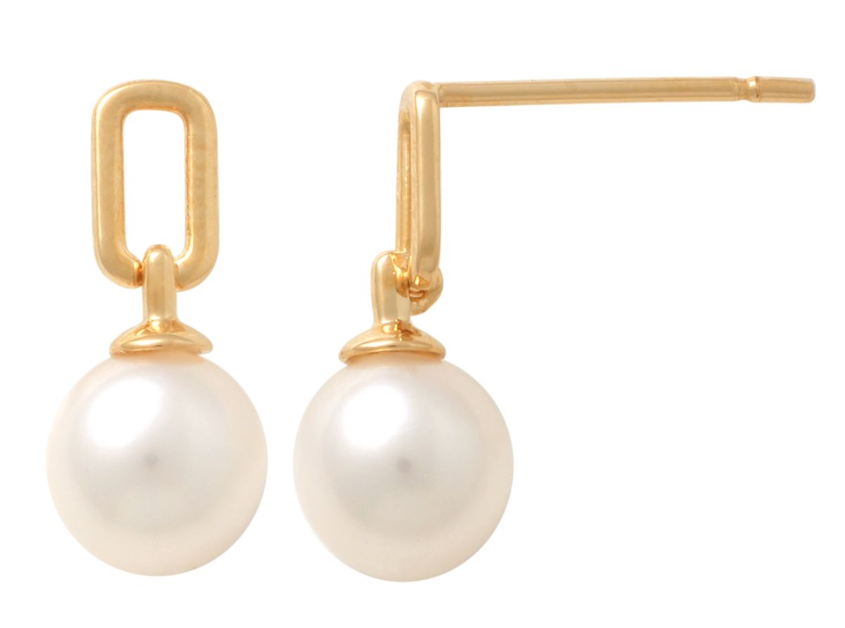 Lykka Pearls carabiner pearl gold earrings 