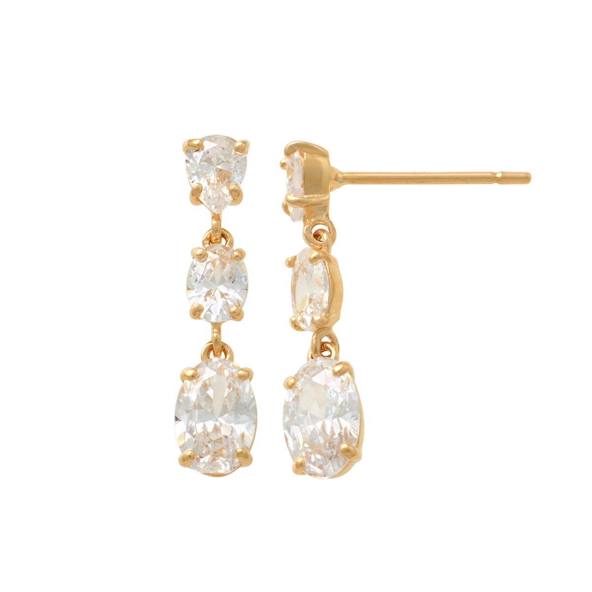 Lykka Casuals gold dangling earrings with zirconia 18 mm