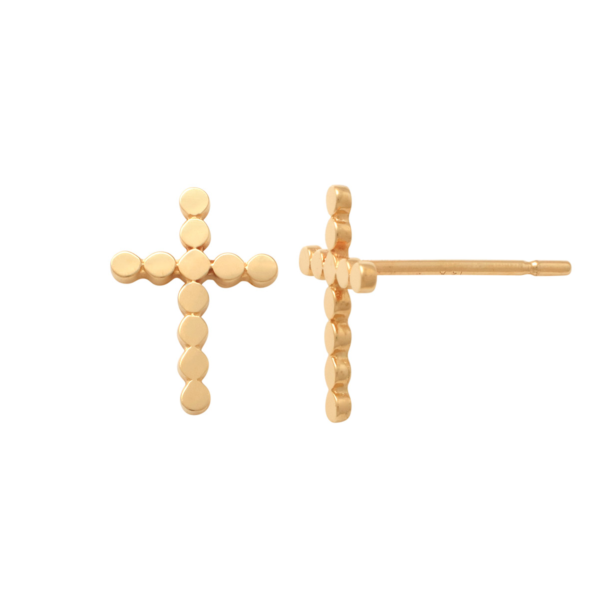 Lykka Crosses gold plain cross stud earrings 9.3 mm