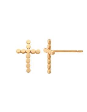 Lykken Crosses gold plain cross stud earrings 9.3 mm